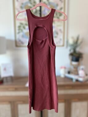 Abercrombie & Fitch Cutout Front Ribbed Bodycon Tank Dress Red Womens Size MT